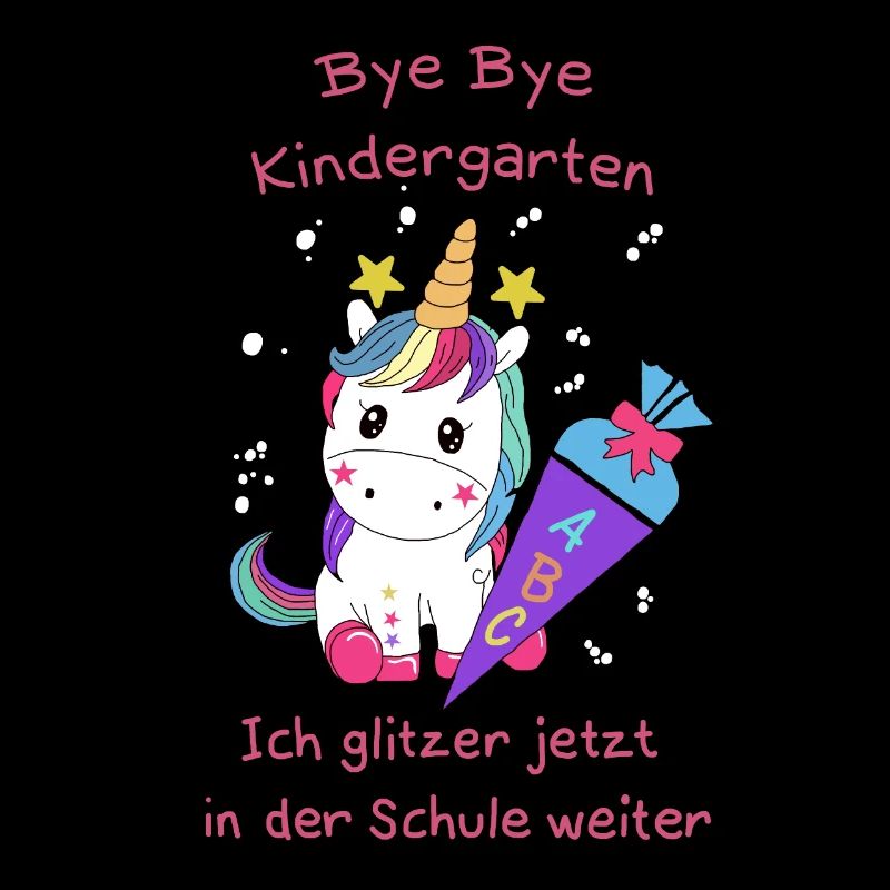 Einhorn Bye Bye Kindergarten Glitzer Schule Rosa