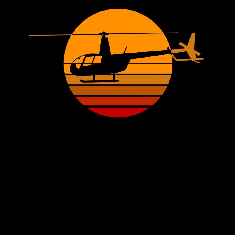 Hélicoptère R44 devant un soleil d'époque