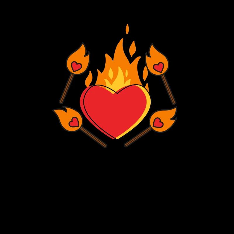 Anniversary Heart Love Fire Match Red Orange
