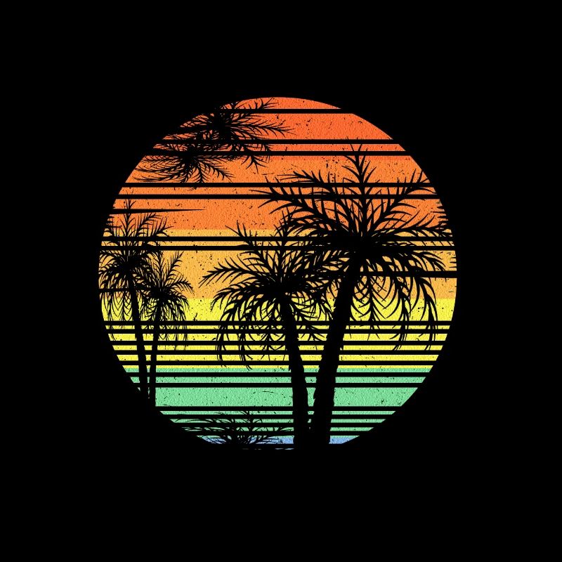 Retro Tropical Paradise Vacation Gift Palm Tree