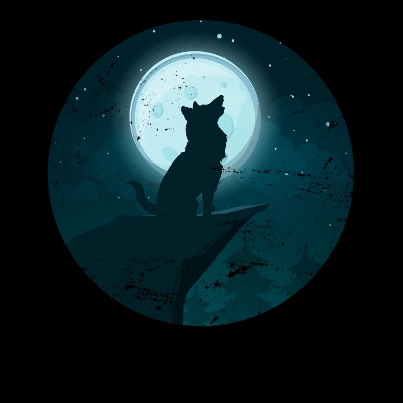Vollmond Raubtier Geschenk Wolf