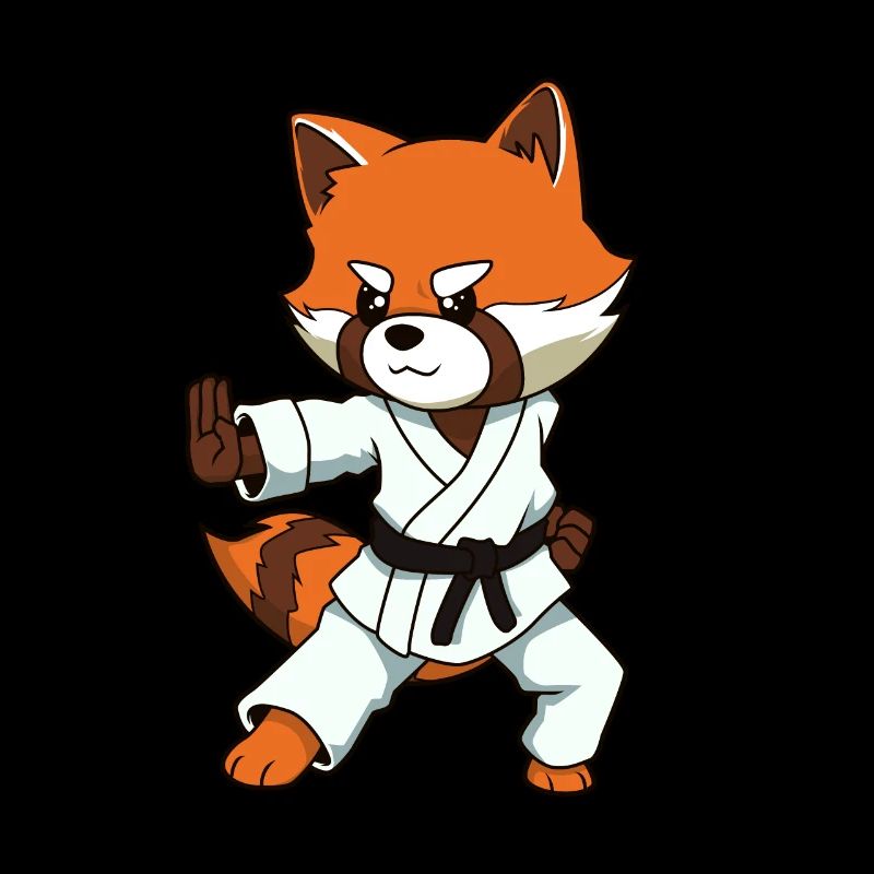 Comic red panda fait du karaté