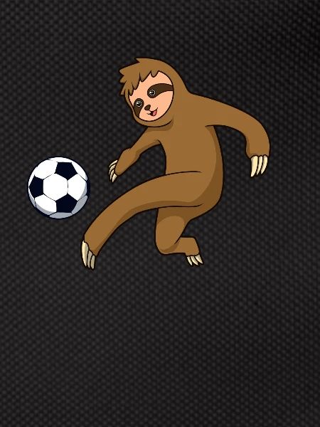 Comic sloth plays football
