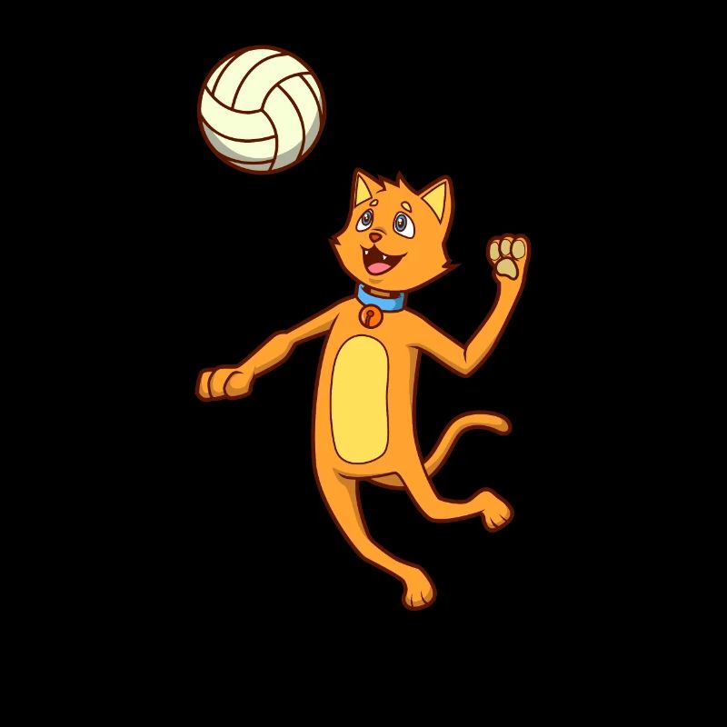 Comic Katze spielt Volleyball