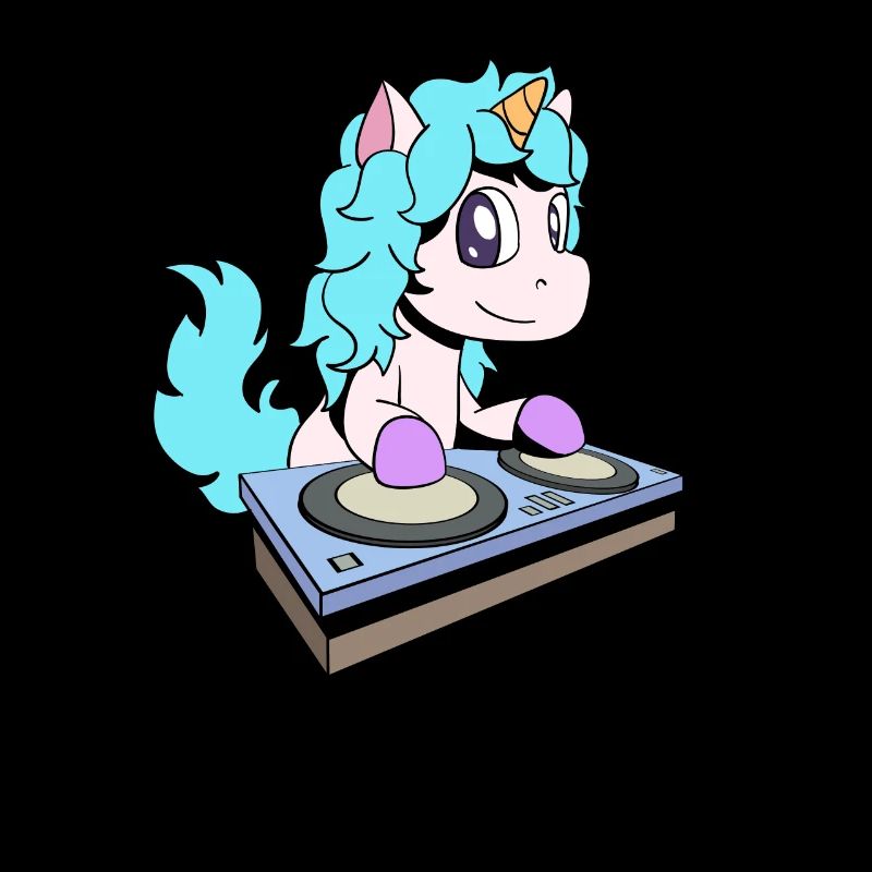 Cartoon Einhorn DJ am Turntable