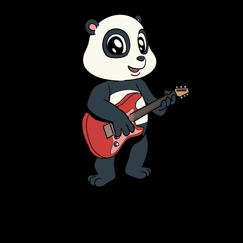 Comic Pandabär spielt E-Gitarre