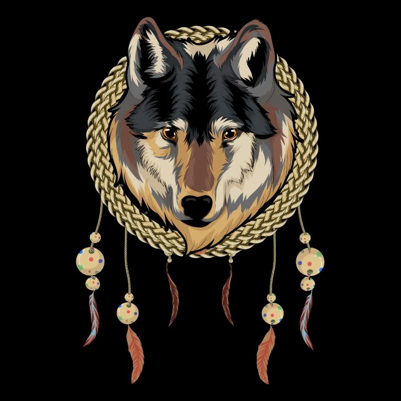 Indian Boho Style Cadeau Wolf Dream Catcher