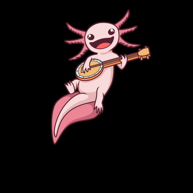 Comic Axolotl spielt Banjo