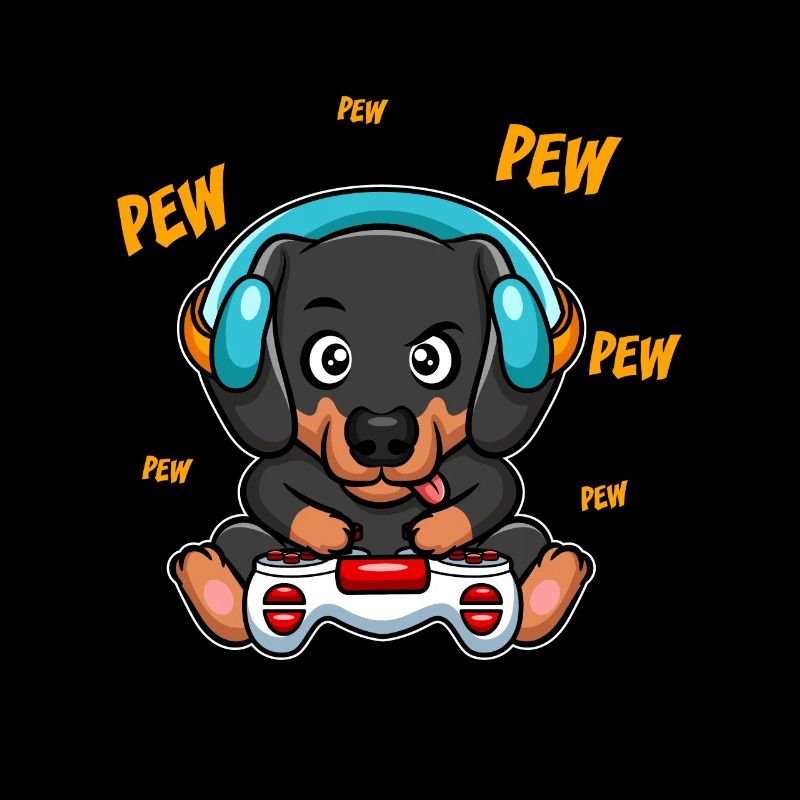 Dackel Dachshund Teckel zockt spielt Videospiel