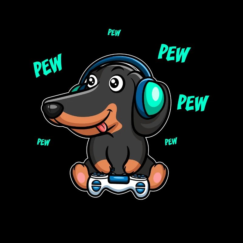 Dackel Dachshund Teckel zockt spielt Videospiel