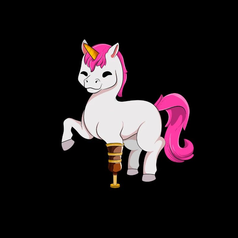 Unicorn with prosthetic leg