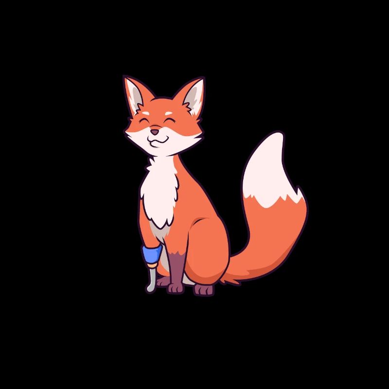 Fox with prosthetic leg