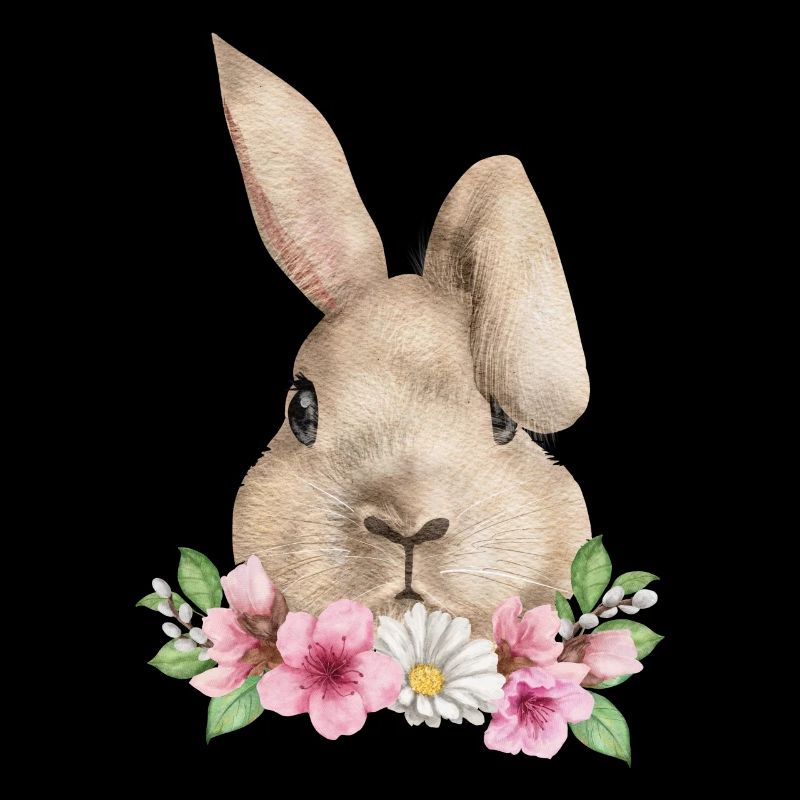 Tête de lapin avec fleurs imprimé lapin