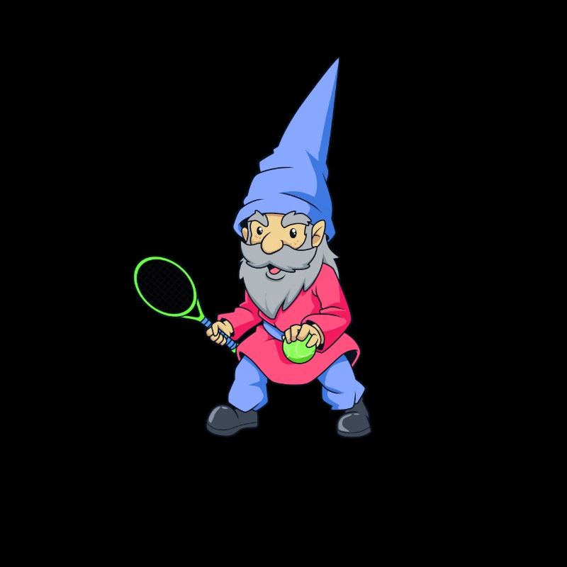 Comic Gartenzwerg spielt Tennis