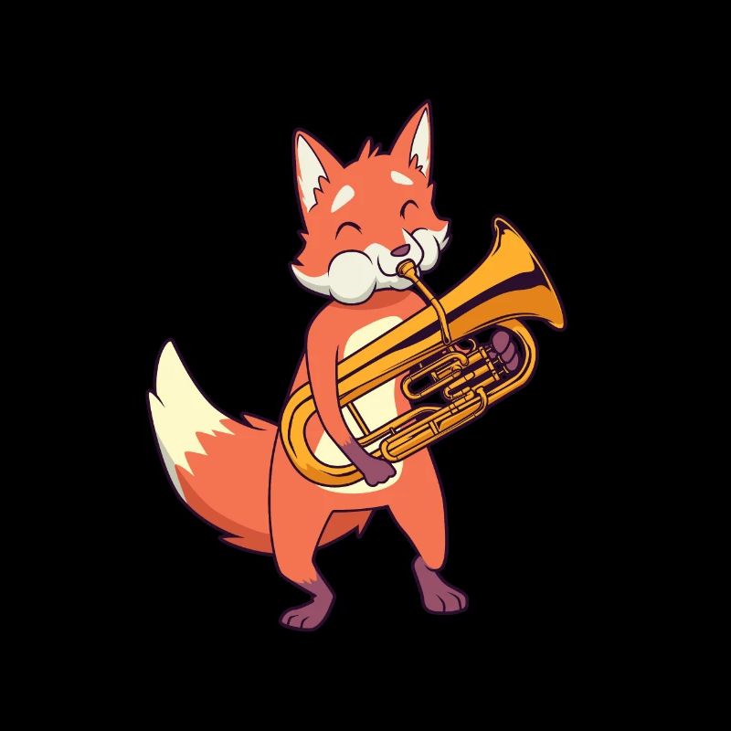 Cartoon fox plays euphonium