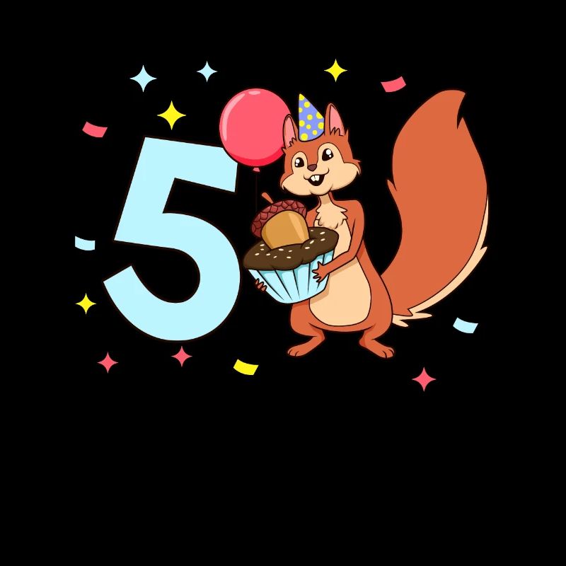 Mit Eichhörnchen - Kinder Geburtstag 5 Jahre