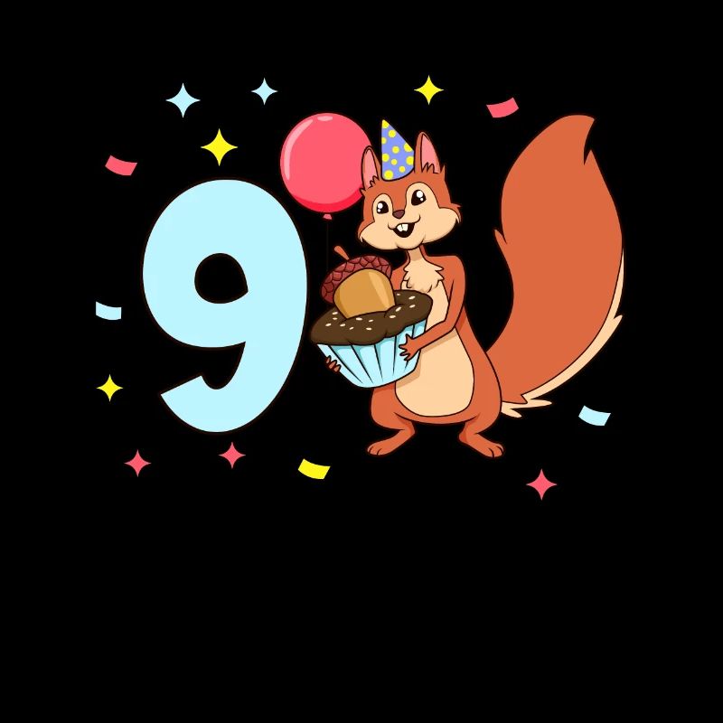 Mit Eichhörnchen - Kinder Geburtstag 9 Jahre