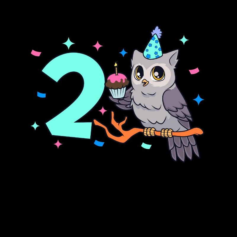 Mit Eule - Kinder Geburtstag 2 Jahre