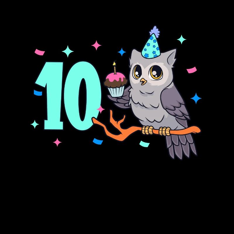 Mit Eule - Kinder Geburtstag 10 Jahre