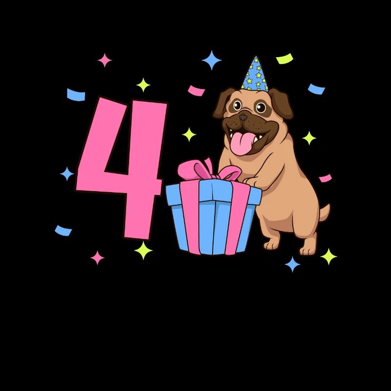 Mit Mops - Mädchen Geburtstag 4 Jahre