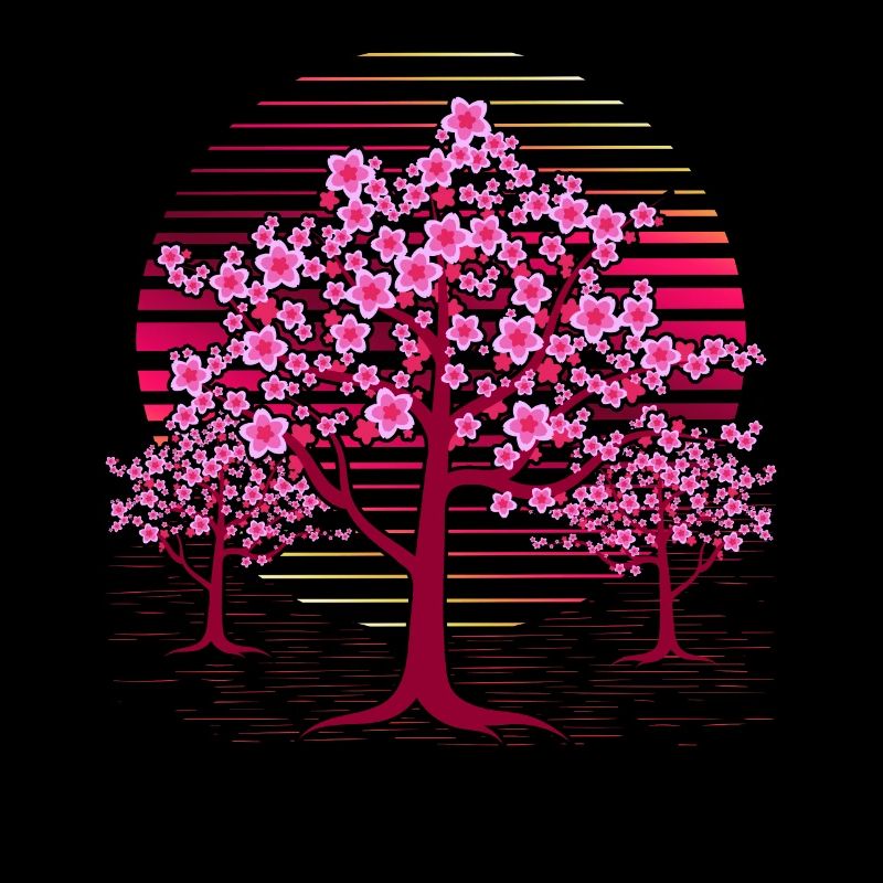 Cherry Blossom Tree Gift Retro Japanese Sakura