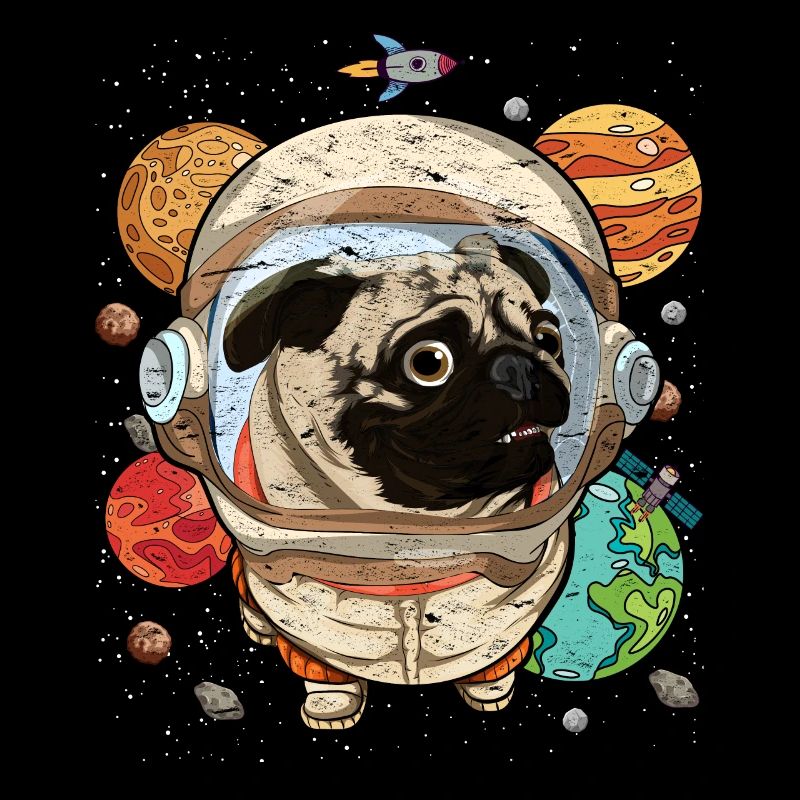 Galaxy Astronaut Dogs Gift Space Pug