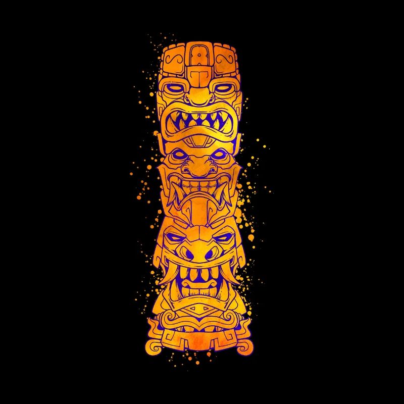 Farbenfrohes aztekisches Totem