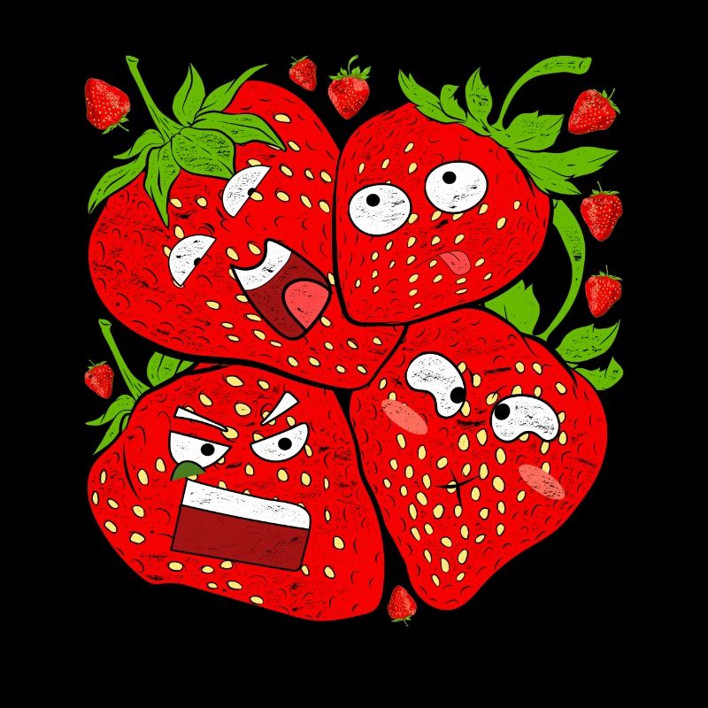 Red Berries Fruit Fruit Gift Funny Strawberry