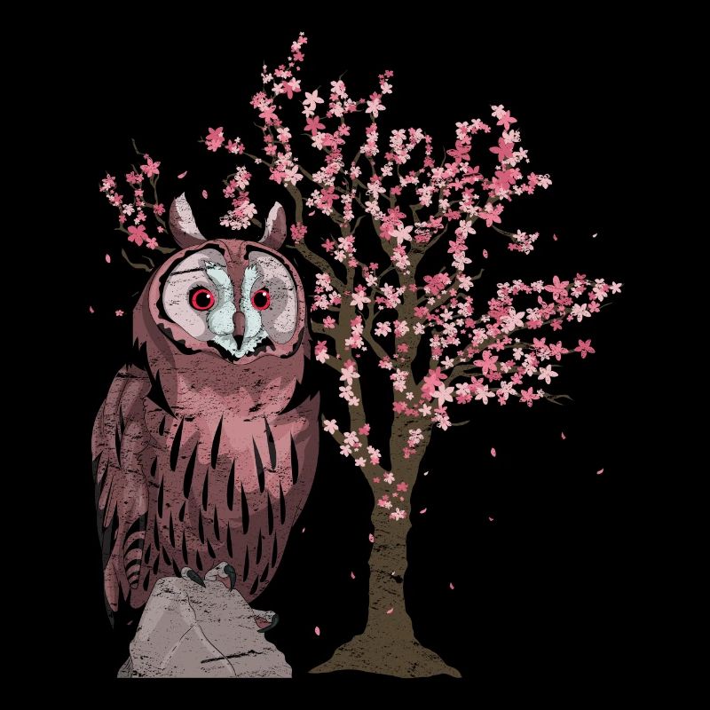Tier Kirschblüten Baum Vogel Geschenk Sakura Eule