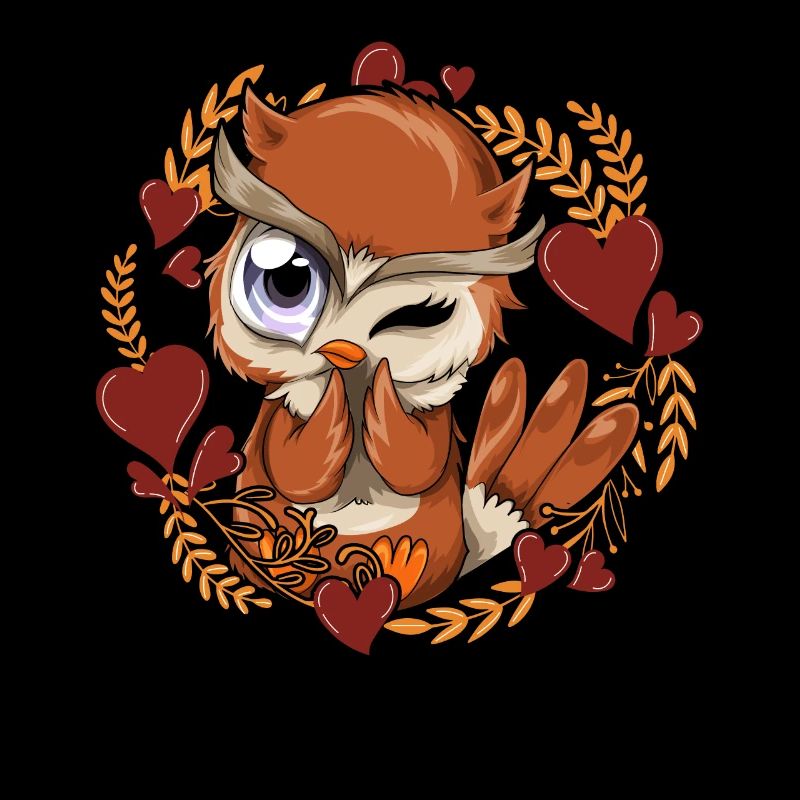 Weiser Vogel Wald Tier Herzen Geschenk Süßes Eule