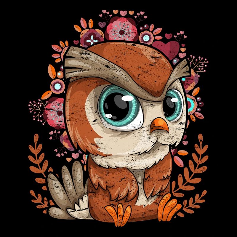 Vogel Blumen Wald Tier Geschenk Niedliches Eule