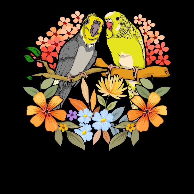 Oiseau Amoureux Oiseau Cadeau Fleurs Perruche