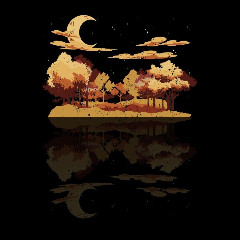 Forest Trees Reflection Gift Crescent Moon Nature
