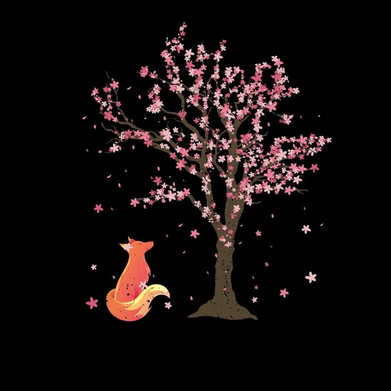 Kirschblüten Baum Wald Tier Geschenk Sakura Fuchs