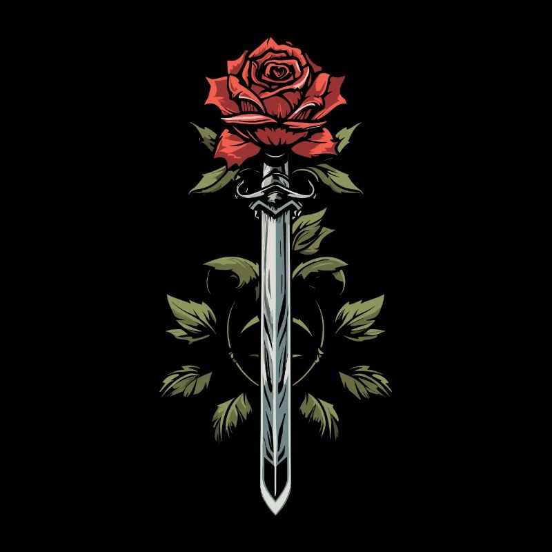 Épée Goth Rose rouge
