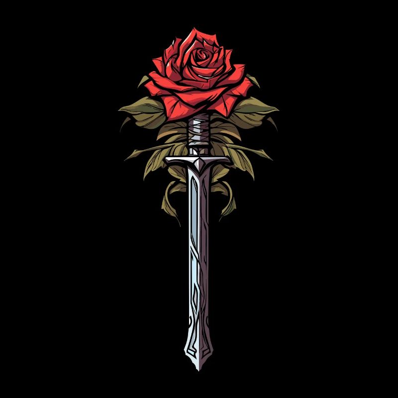 Épée Goth Rose rouge