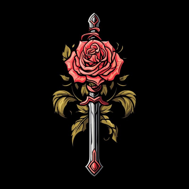 Épée Goth Rose rouge