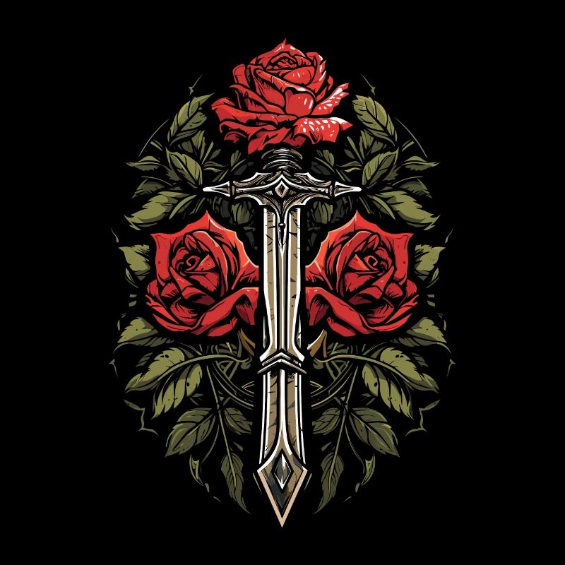 Épée Goth Rose rouge