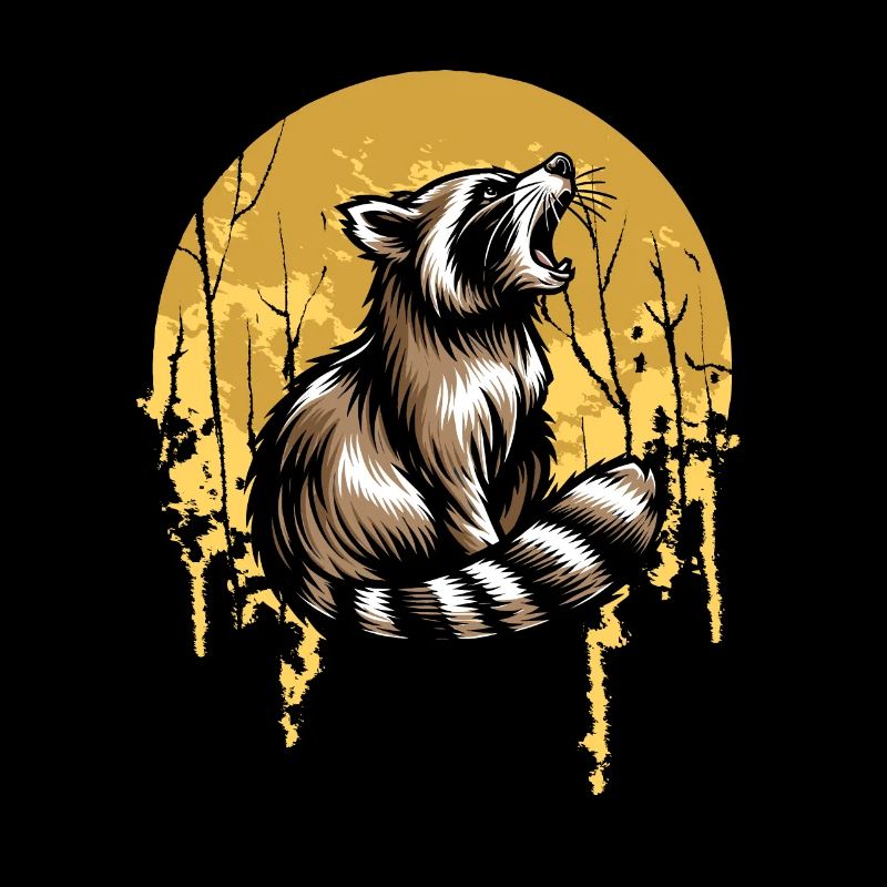 Waschbär Moon Howling
