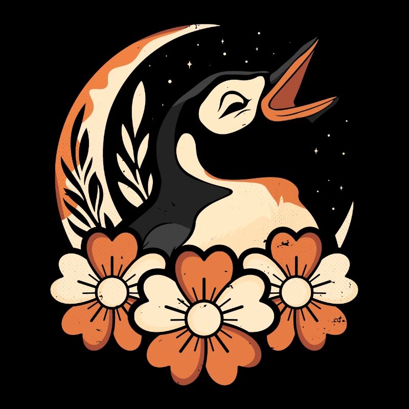 Pingouin Fleurs sauvages Lune florale
