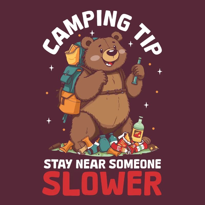 Camping Bear Attack Tip Funny Hiking Camper