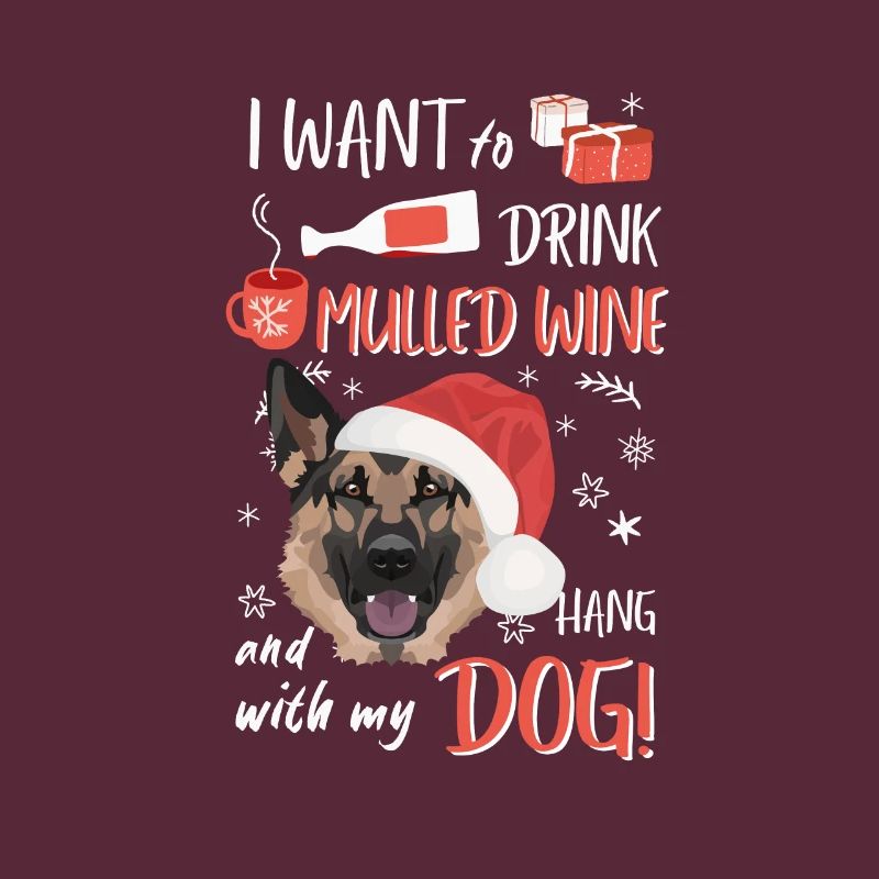 German Shepherd Mulled Wine Christmas