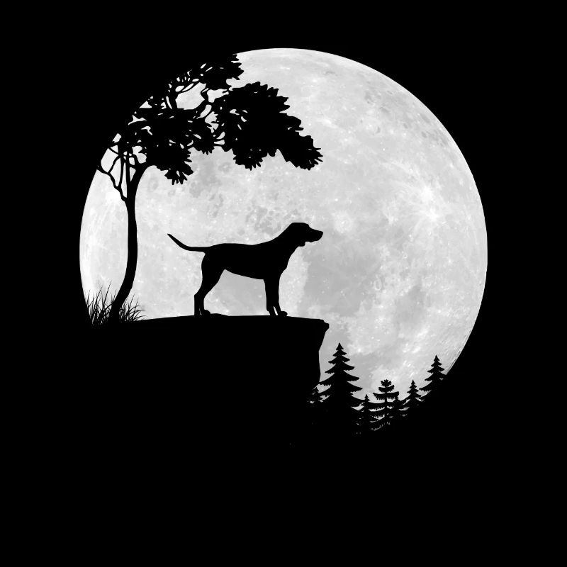 Full Moon - Night - Weimaraner Dog Silhouette