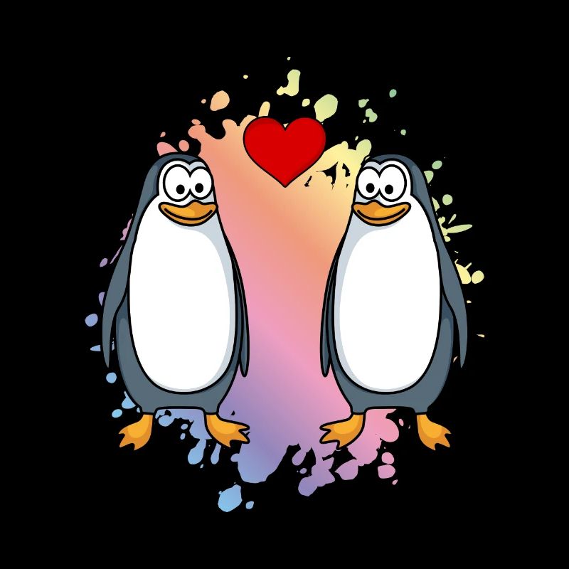 Pinguin Comic Paar Liebe