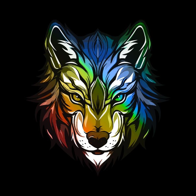 Wolf Kopf Bunt