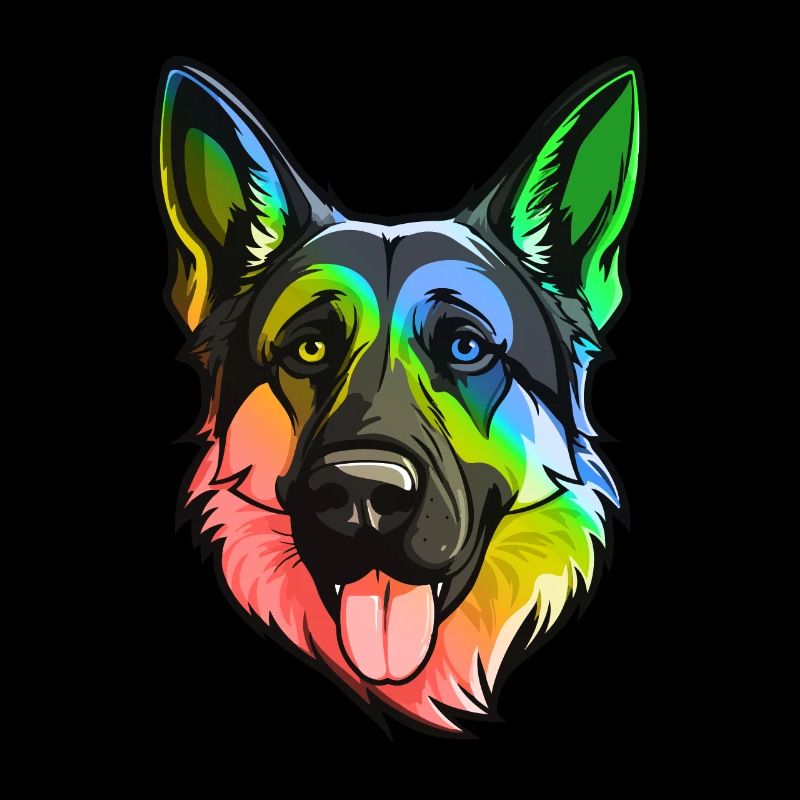 German Shepherd Dog Head Colorful