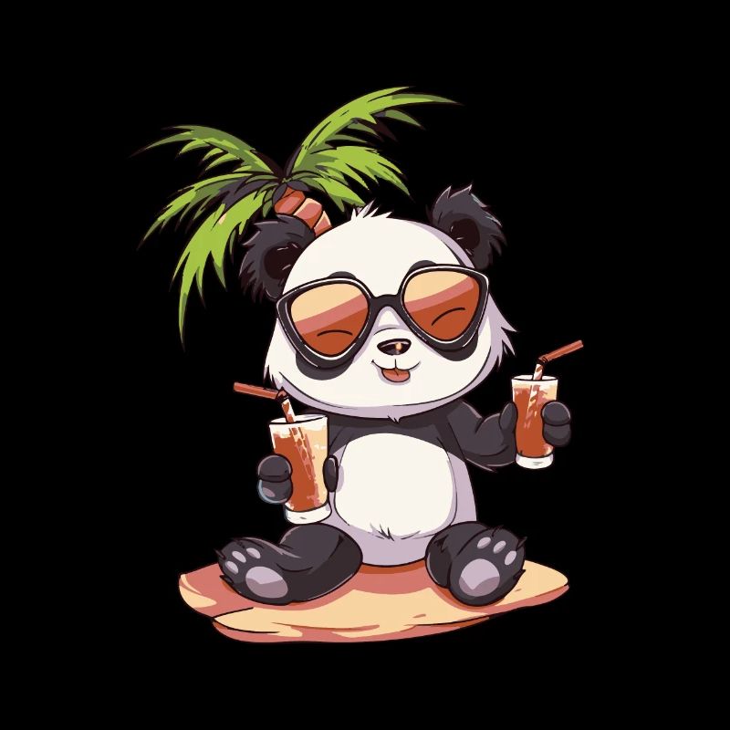 Panda Sommer Strand Urlaub