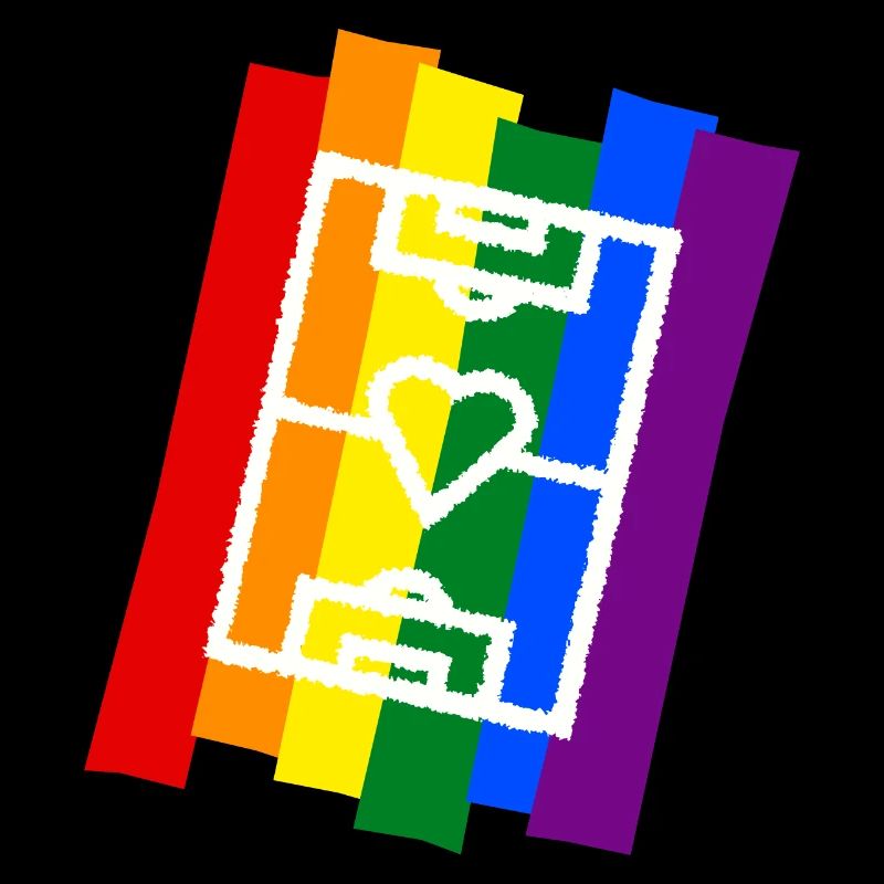 Fußballfeld mit Herz Regenbogen