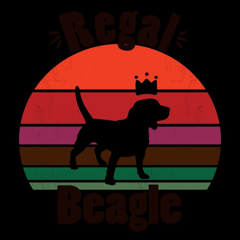 Beagle royal avec coucher de soleil rétro