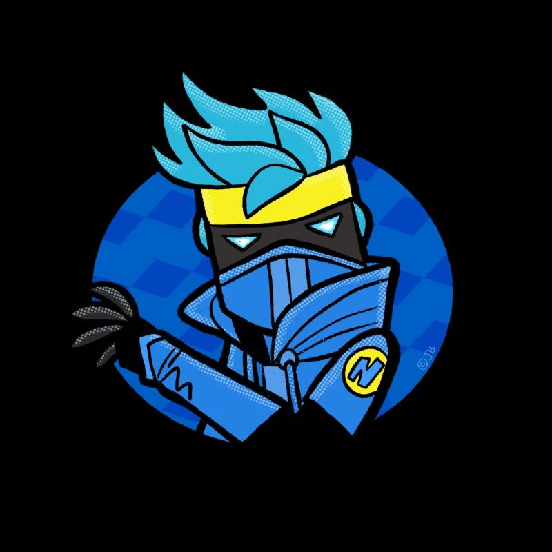 Ein blauer Ninja-Charakter